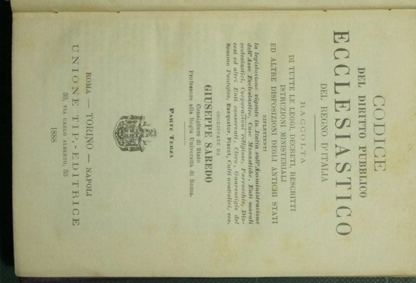 Codice del diritto pubblico ecclesiastico del Regno d'Italia - Parte …