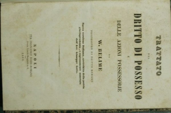 Trattato del dritto di possesso e delle azioni possessorie
