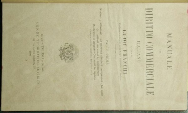 Manuale del diritto commerciale italiano - Parte Prima