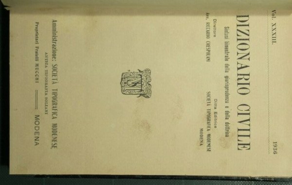 Dizionario civile - Vol. XXXIII, 1936