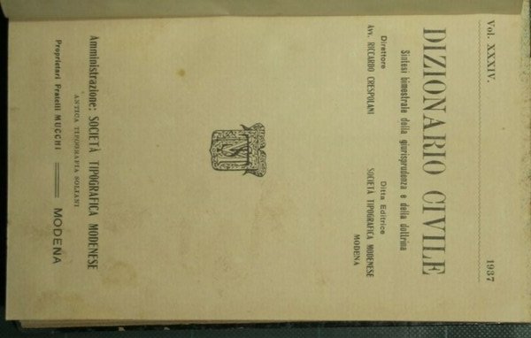 Dizionario civile - Vol. XXXIV, 1937