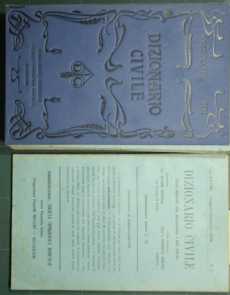 Dizionario civile - Vol. XXVIII, 1931