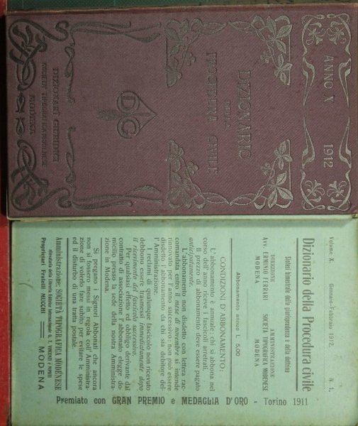 Dizionario della procedura civile - Vol. X, 1912