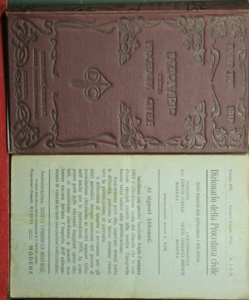 Dizionario della procedura civile - Vol. XVI, 1918