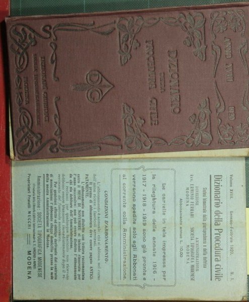 Dizionario della procedura civile - Vol. XVIII, 1920