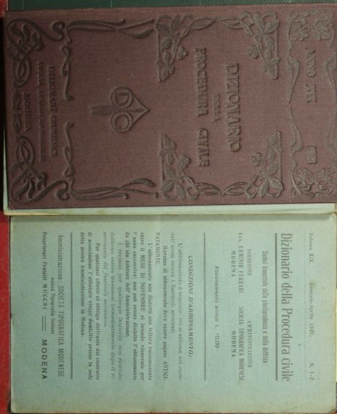 Dizionario della procedura civile - Vol. XIX, 1921