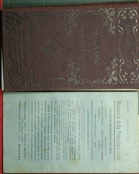 Dizionario della procedura civile - Vol. XXI, 1923