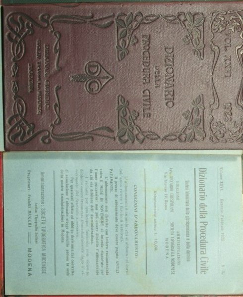 Dizionario della procedura civile - Vol. XXVI, 1928
