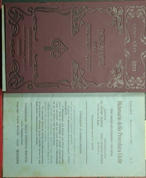 Dizionario della procedura civile - Vol. XXIX, 1931