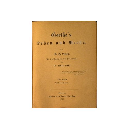 Goethe's leben un werke