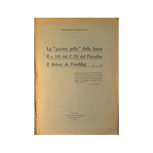 La ' gaietta pelle ' della lonza - Il V. …