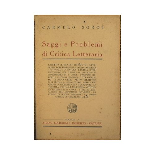 Saggi e problemi di critica letteraria