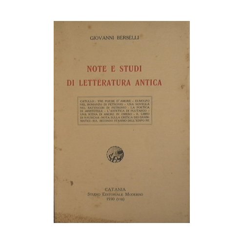 Note e studi di letteratura antica