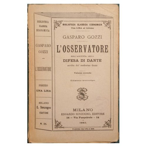 L'osservatore. Coll'aggiunta della Difesa di Dante