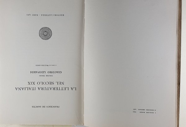 La letteratura italiana nel secolo XIX. Vol. III - Giacomo …