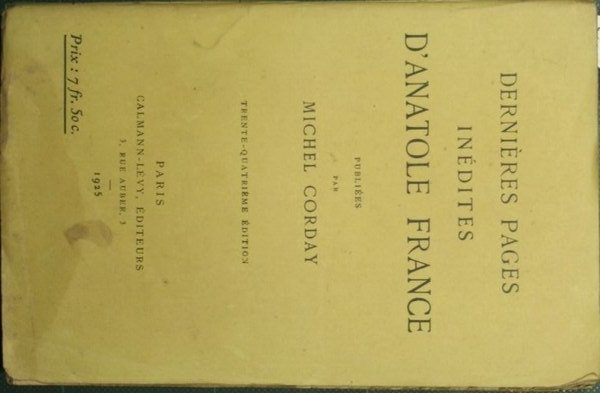 Dernieres pages inedites d'Anatole France