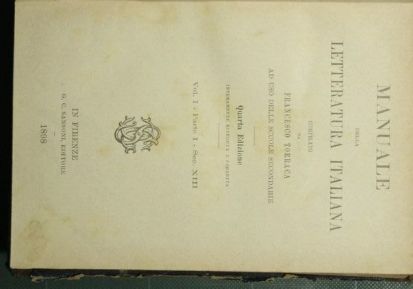 Manuale della letteratura italiana - Vol. I