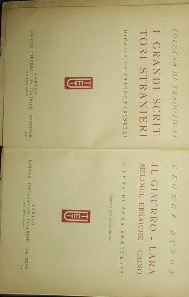 Il Giaurro. Lara. Melodie ebraiche. Caino