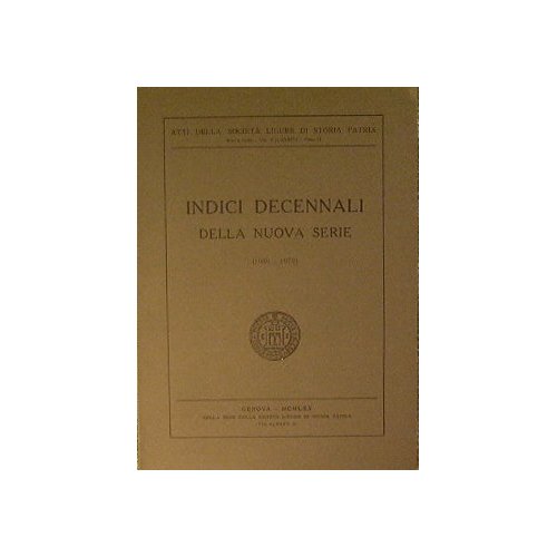 Indici decennali della nuova serie ( 1960 - 1970 )