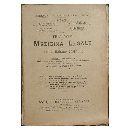 Trattato di medicina legale conforme al Diritto italiano costituito