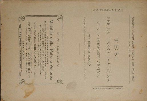 Tesi per la libera docenza in clinica dermo - sifilopatica