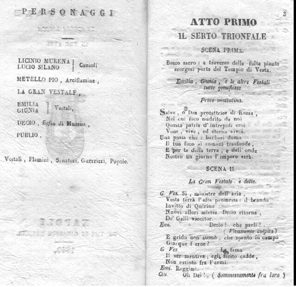 La vestale. Tragedia lirica in tre atti