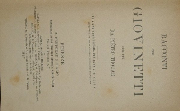 Racconti per giovinetti; Senno e virtù. Letture educative | Immagine principale