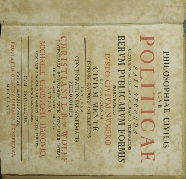 Philosophiae civilis sive politicae. Voll. I-II-IV | Immagine principale