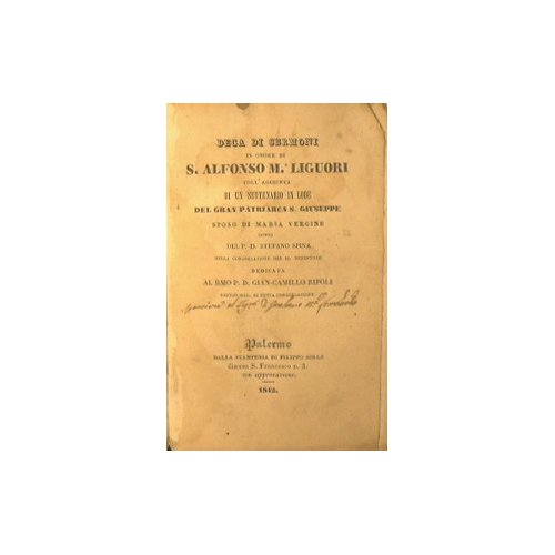 Deca di sermoni in onore di S. Alfonso M.a Liguori