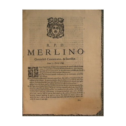 R. P. D. Merlino Gerunden Canonicatus, & sacristiae - lunae …