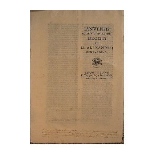 Ianuensis nullitatis matrimonii decisio pro M. Alexandro centuriono | Immagine Gallery 2