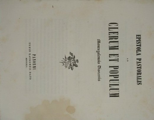 Epistola pastoralis ad clerum et populum Monregalensis Diocesis | Immagine principale