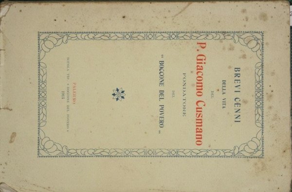 Brevi cenni della vita del P. Giacomo Cusmano