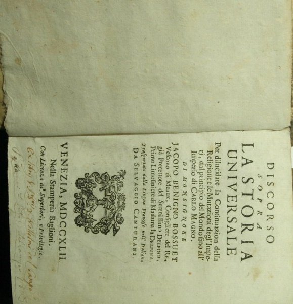 Discorso sopra la storia universale per dilucidare la continuazion della … | Immagine Gallery 1