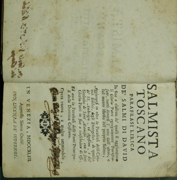 Salmista toscano. Parafrasi lirica de' Salmi di David