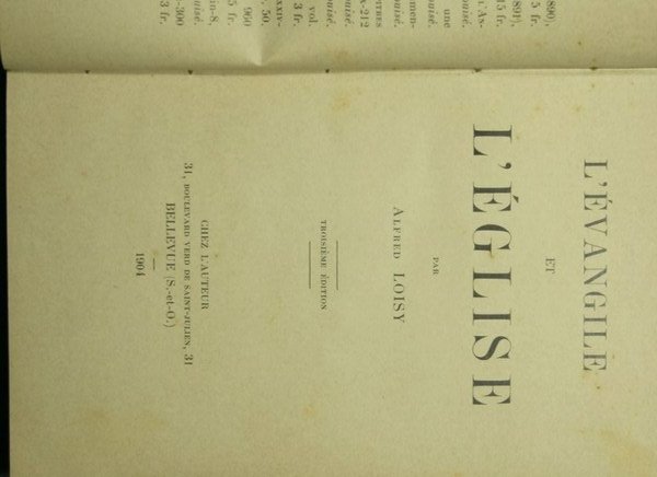 L'évangile et l'église
