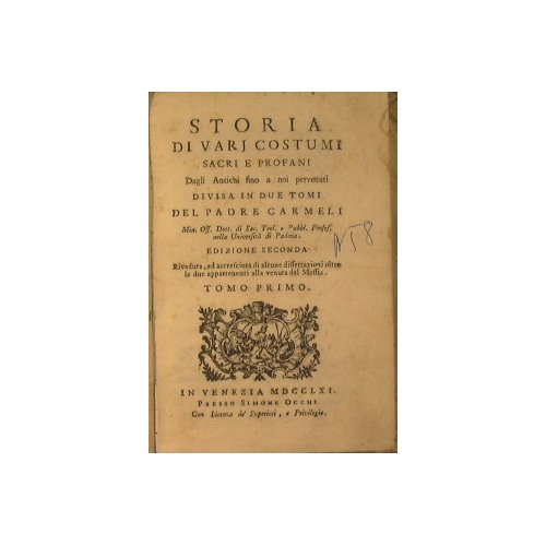 Storia di vari costumi sacri e profani
