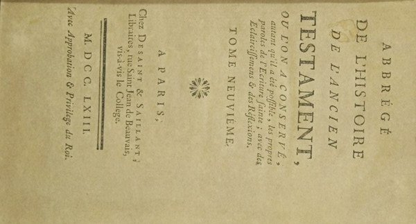 Abbrégé de l'histoire de l'Ancien Testament