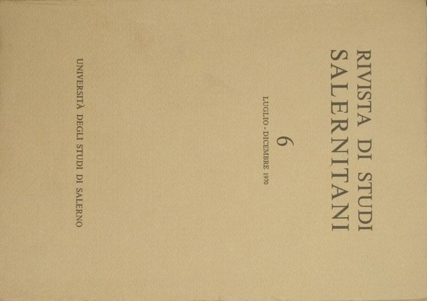Rivista di Studi Salernitani. Anno III - N. 6