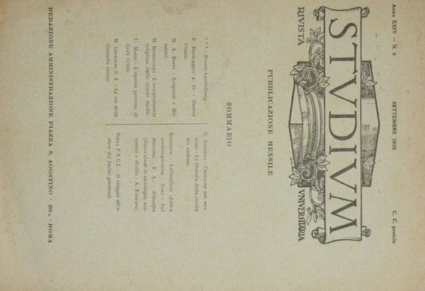 Studium. Settembre 1928