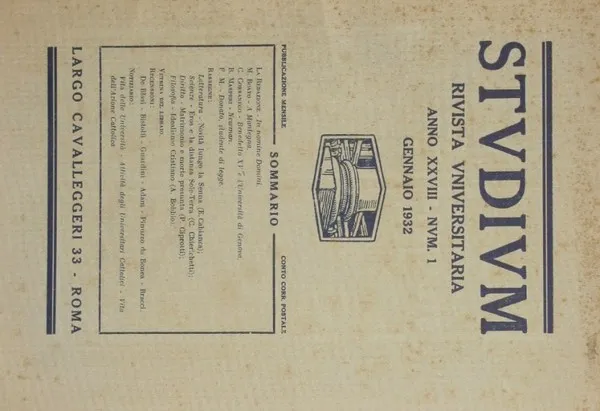 Studium. Gennaio - Febbraio 1932 | Immagine principale