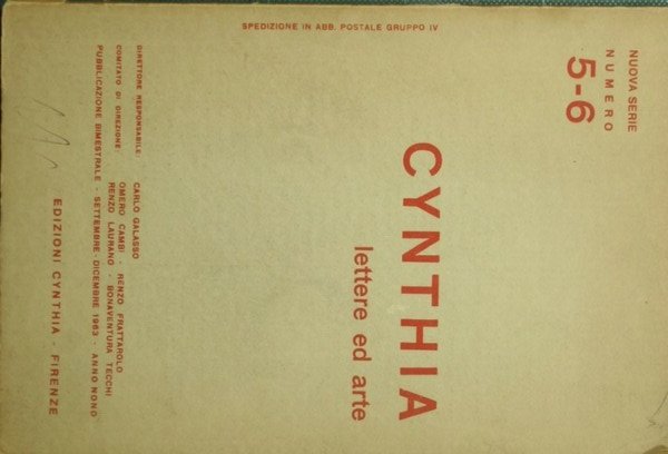 Cynthia. Lettere ad arte. N. 5-6 | Immagine principale