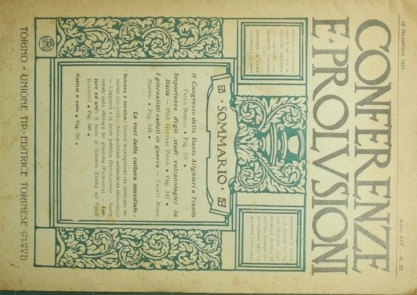 Conferenze e prolusioni. 16 novembre 1921