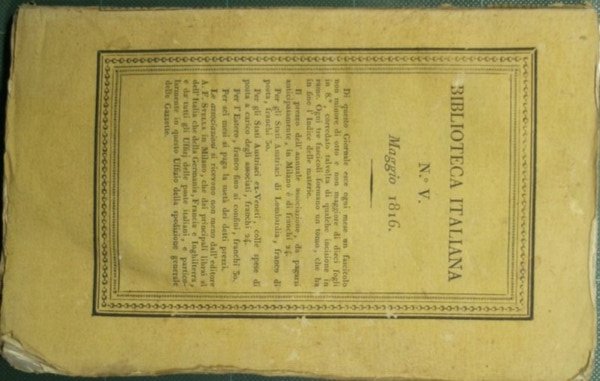 Biblioteca italiana ossia giornale di letteratura scienze ed arti compilato …