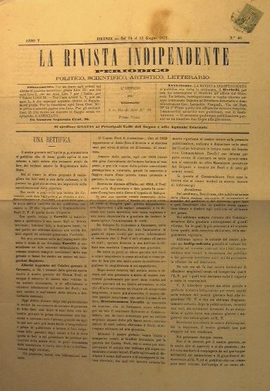 La Rivista Indipendente. Periodico politico, scientifico, artistico, letterario.