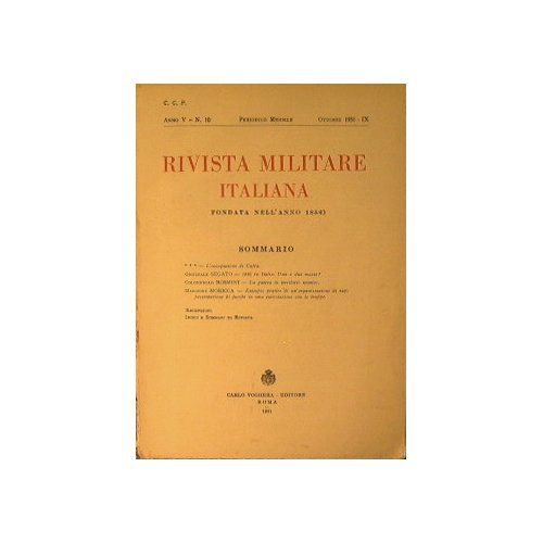 Rivista Militare Italiana. Anno V n.10