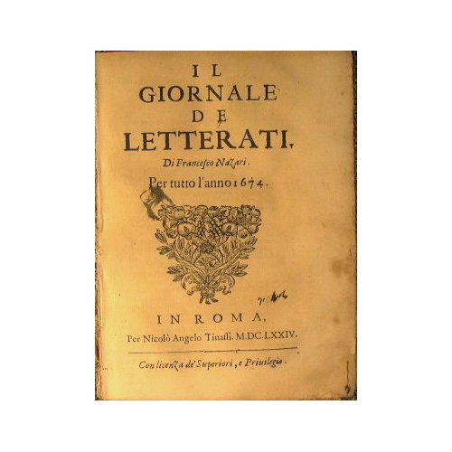 Il giornale de Letterati per tutto l'anno 1674
