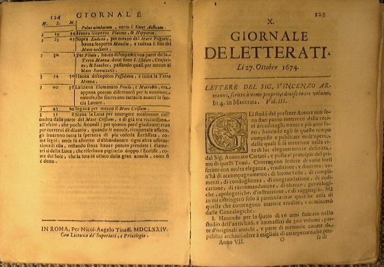 Il giornale de Letterati per tutto l'anno 1674