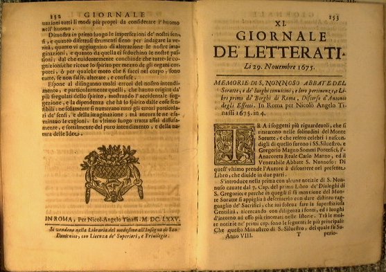 Il giornale de Letterati per tutto l'anno 1675