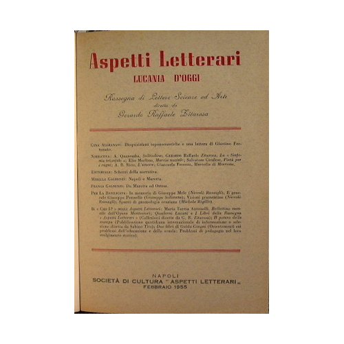 Aspetti Letterari. Lucania d'oggi